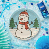 おもしろい雪だるまかわいいクリスマス ペーパープレート (パーティー)
