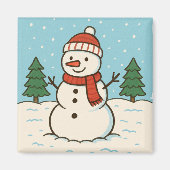 おもしろい雪だるまかわいいクリスマス マグネット (正面)