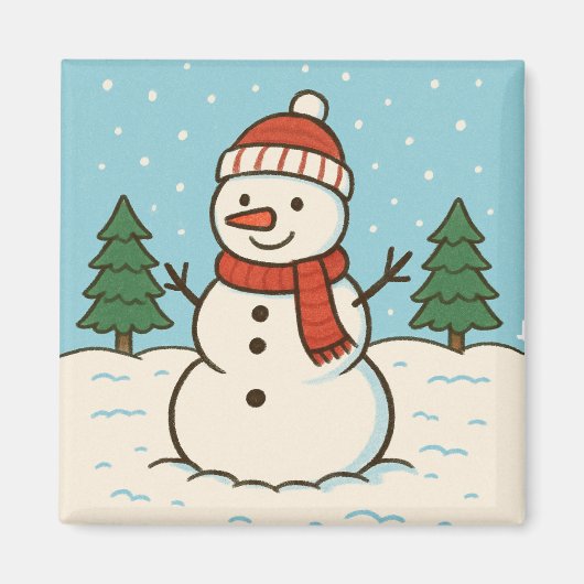おもしろい雪だるまかわいいクリスマス マグネット (正面)