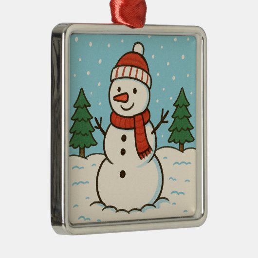 おもしろい雪だるまかわいいクリスマス メタルオーナメント (右)