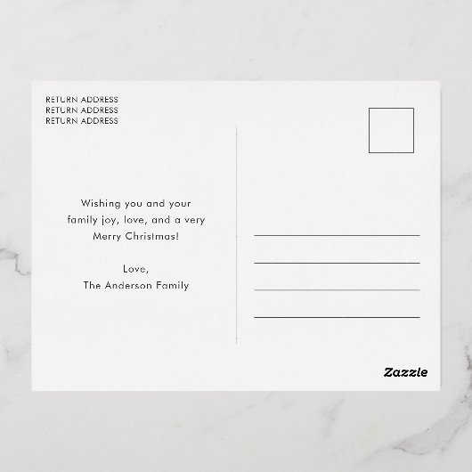 おもしろい雪だるまかわいいクリスマス 箔シーズンポストカード (裏面)