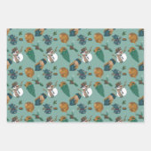 おもしろい雪だるまと冬のモチーフ ラッピングペーパーシート (正面2)