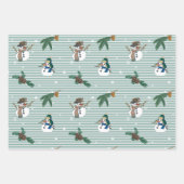 おもしろい雪だるまと冬のモチーフ ラッピングペーパーシート (正面)