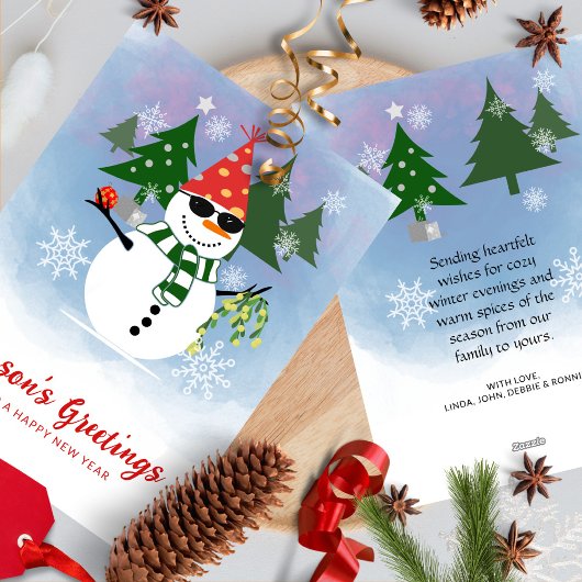 おもしろい雪だるまのクリスマスグリーティングカード シーズンカード