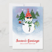 おもしろい雪だるまのクリスマスグリーティングカード シーズンカード (正面)