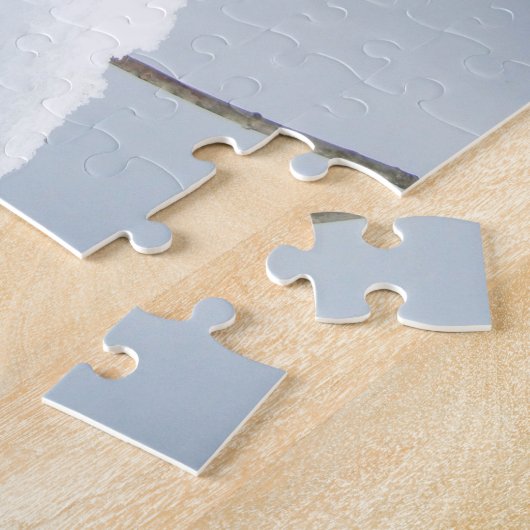 おもしろい雪だるまはオレンジの帽子の写真をお洒落着て ジグソーパズル (側面)