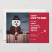 おもしろい雪だるまクリスマスの愚かな写真カード シーズンカード (正面)