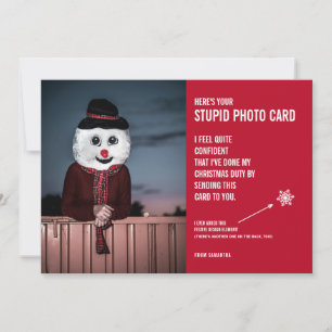 おもしろい雪だるまクリスマスの愚かな写真カード シーズンカード