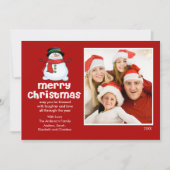 おもしろい雪だるまクリスマスフラットフォトカード 招待状 (正面)