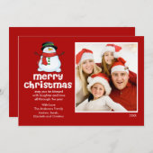 おもしろい雪だるまクリスマスフラットフォトカード 招待状 (正面/裏面)