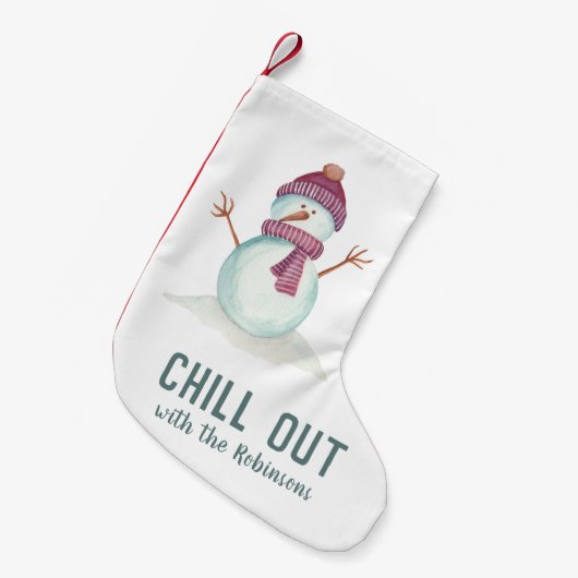 おもしろい雪だるまクリスマス スモールクリスマスストッキング (正面 (吊り時))