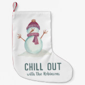 おもしろい雪だるまクリスマス スモールクリスマスストッキング (正面)