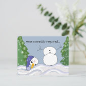 おもしろい雪だるまシーン シーズンポストカード (スタンド正面)