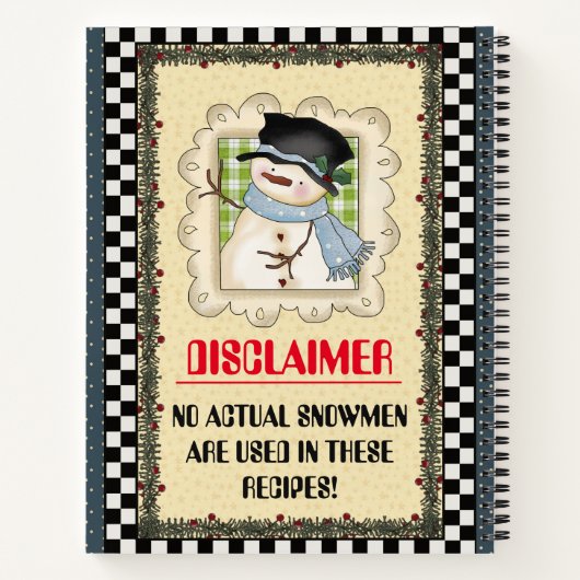おもしろい雪だるまスープクリスマスレシピ本 ノートブック (裏面)
