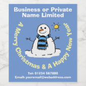 おもしろい雪だるまデザインのパーソナライズ ワインラベル (シングルラベル)