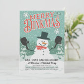 おもしろい雪だるまピックルボールクリスマスパーティの招待状 シーズンカード (スタンド正面)