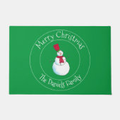 おもしろい雪だるまモノグラム形式 ドアマット (正面)