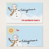 おもしろい雪だるま応援ホリデイDIYギフトラベル (正面&裏面)