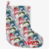 おもしろい雪だるま系 ラージクリスマスストッキング (正面)