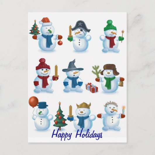 おもしろい雪だるま シーズンポストカード (正面)