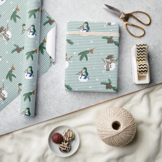 おもしろい雪だるま ラッピングペーパー (クラフト)