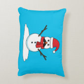 おもしろい雪だるま（口ひげとニンジン） アクセントクッション (裏面(縦))