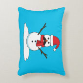 おもしろい雪だるま（口ひげとニンジン） アクセントクッション (正面(垂直))