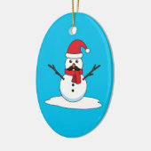 おもしろい雪だるま(口ひげとニンジン) セラミックオーナメント (左)