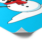 おもしろい雪だるま（口ひげとニンジン） ポスター (角)