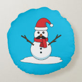 おもしろい雪だるま(口ひげとニンジン) ラウンドクッション (裏面)