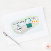 おもしろい雪だるま 長方形シール (封筒)