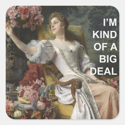 おもしろい電力文字引用文+ヴィンテージポートレート スクエアシール (正面)