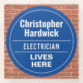 おもしろい電気工事士壁プラークスタイルガラスコースター ガラスコースター (正面)