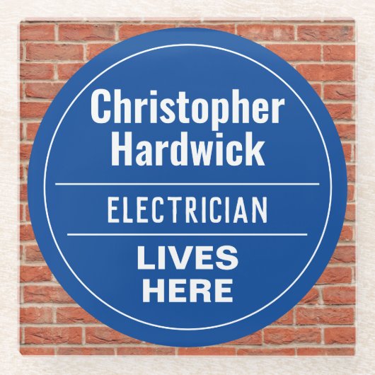 おもしろい電気工事士壁プラークスタイルガラスコースター ガラスコースター (正面)