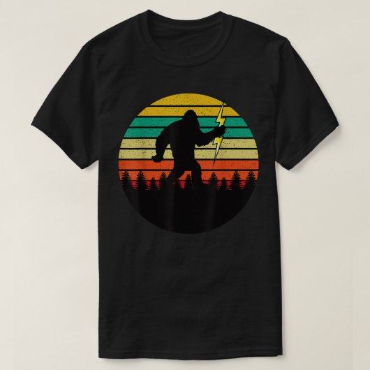 おもしろい電気技師ビフットサスカッチ稲妻ボルト Tシャツ (デザイン正面)