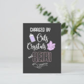 おもしろい霊気結晶と必須油引用文 ポストカード (スタンド正面)