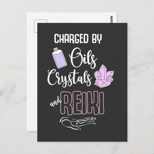 おもしろい霊気結晶と必須油引用文 ポストカード (正面/裏面)