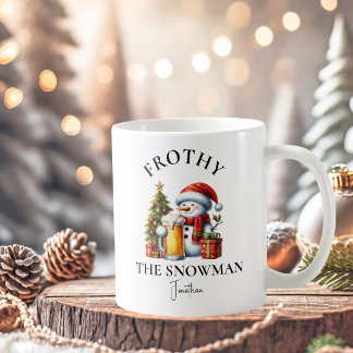 おもしろい霜の降りた雪だるまパーソナライズされた コーヒーマグカップ