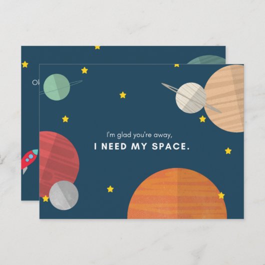 おもしろい青いイラストの惑星たち ポストカード (正面/裏面)