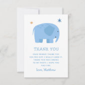 おもしろい青い象。かわいい動物の少年誕生日 サンキューカード (正面)