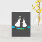 おもしろい青い足のイーズの漫画イラスト カード (黄色い花)