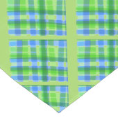 おもしろい青と緑の格子縞 ロングテーブルランナー (コーナー)