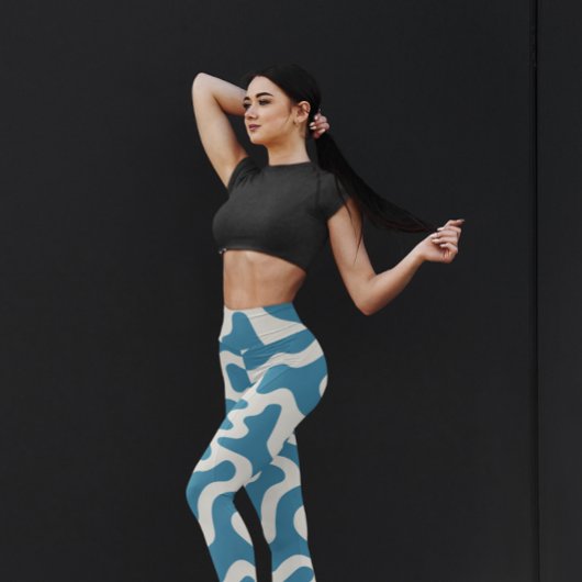 おもしろい青抽象芸術活スタイリッシュ動おもしろい レギンス