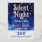 おもしろい静かクリスマスナイトシークレットサンタウォーター色 箔シーズンカード (正面)