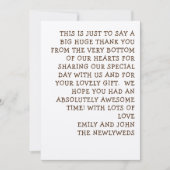 おもしろい非公式タイポグラフィ結婚写真 サンキューカード (正面)