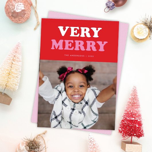 おもしろい非常メリーレトロモダンタイポグラフィフォトシルバー 箔シーズンカード