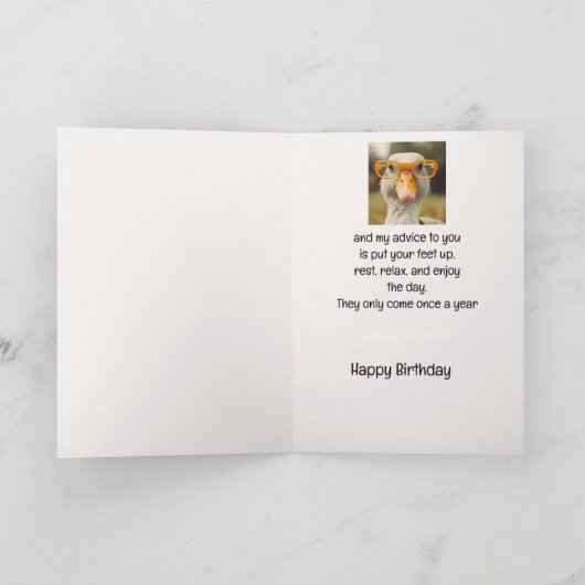 おもしろい頭が切れるグースグラス誕生日動物ユーモア カード (内部)