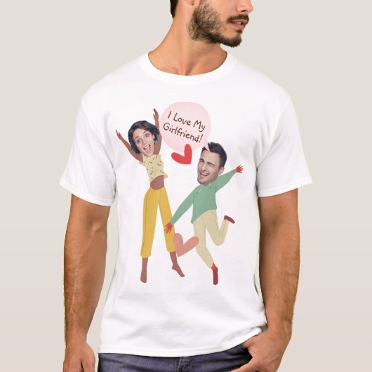 おもしろい顔お洒落大好きガールフレンド写真2S Tシャツ (正面)