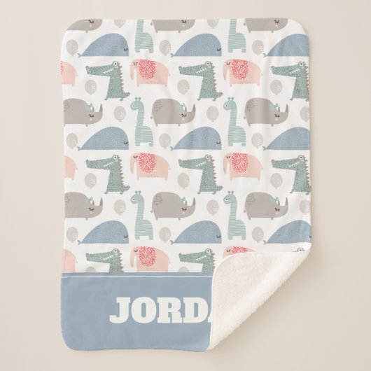 おもしろい顔かわいいドードル動物のパターン シェルパブランケット (正面)