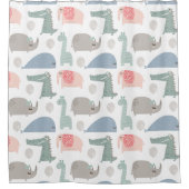 おもしろい顔かわいいドードル動物のパターン シャワーカーテン (正面)